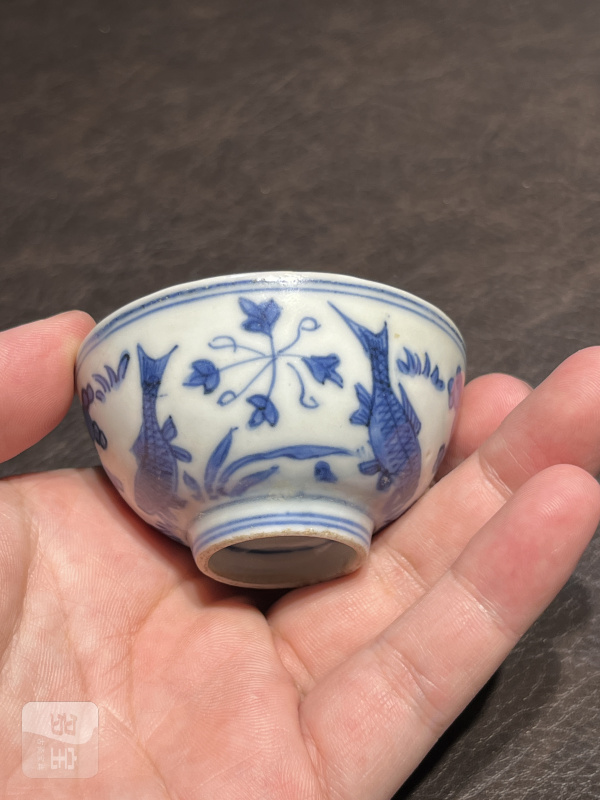 明嘉靖 青花鱼藻纹茶圆 - 图12